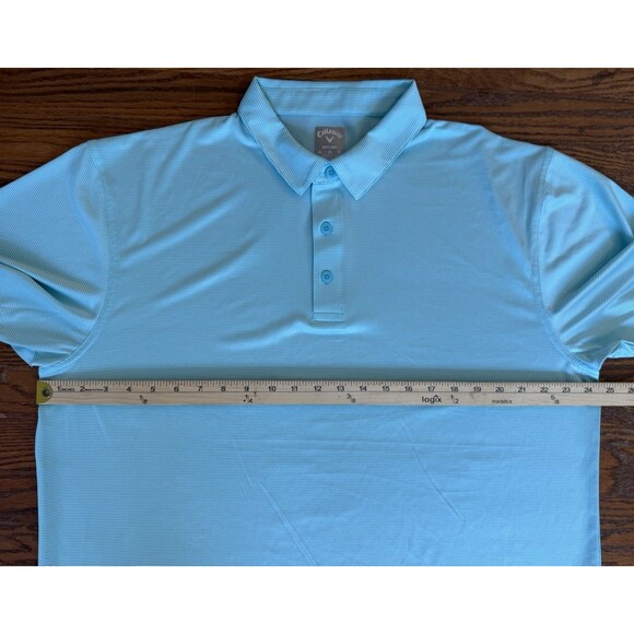 Callaway Polo Shirt Mens XL Blue White Striped Stretch Opti-Dri Golf Performance - Picture 6 of 10
